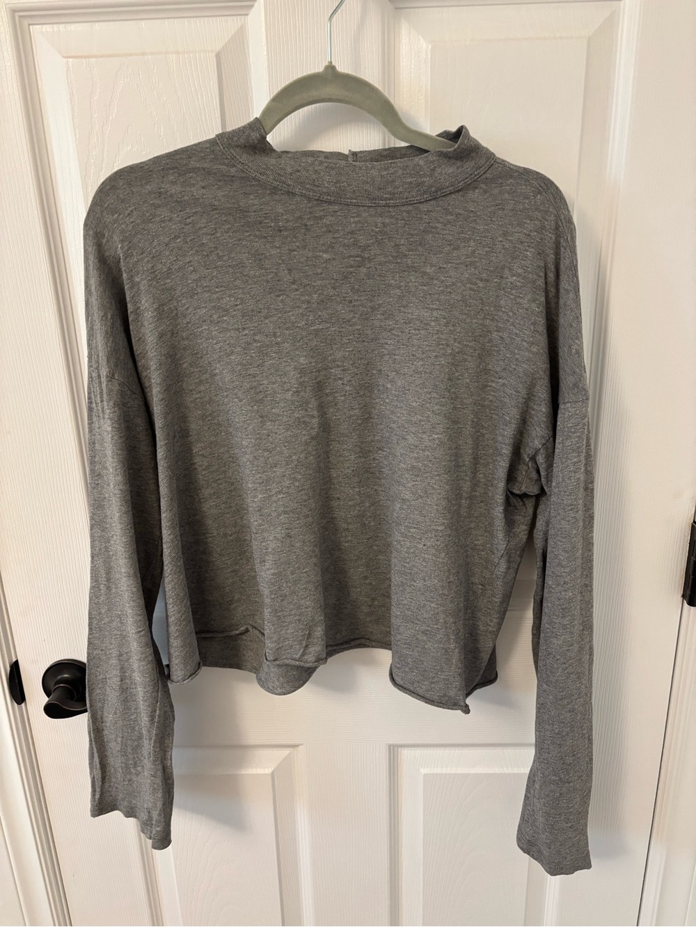 AERIE grey  Relaxed Mock Neck LONG SLEEVED T-Shirt